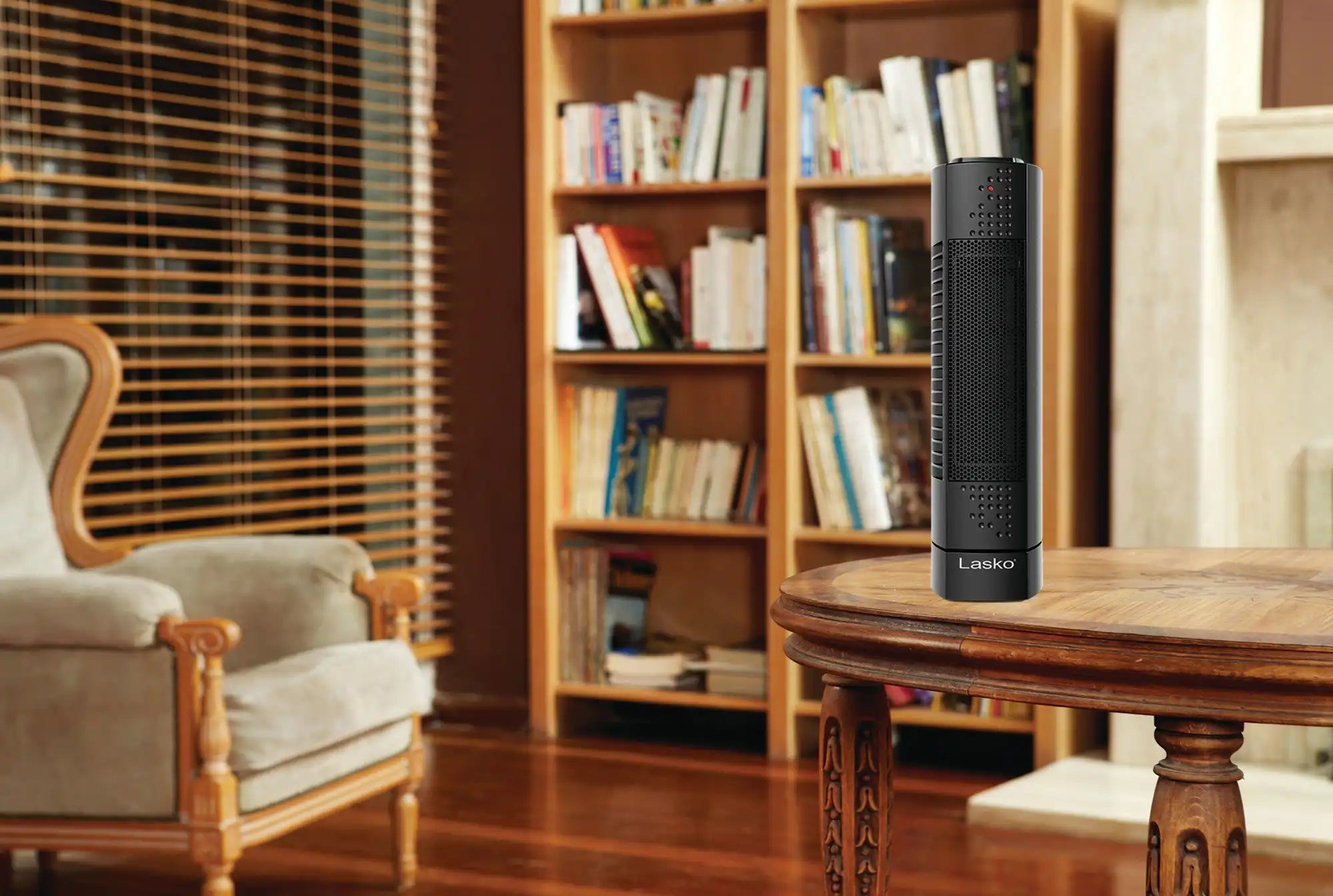 Lasko Oscillating Ultra Slim Electric Tower Space Heater with 2 Speeds, CT14101, Black