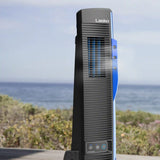 Lasko Misto® 42" Misting Outdoor Tower Fan (4-speed, 9’ hose, GFCI, black)