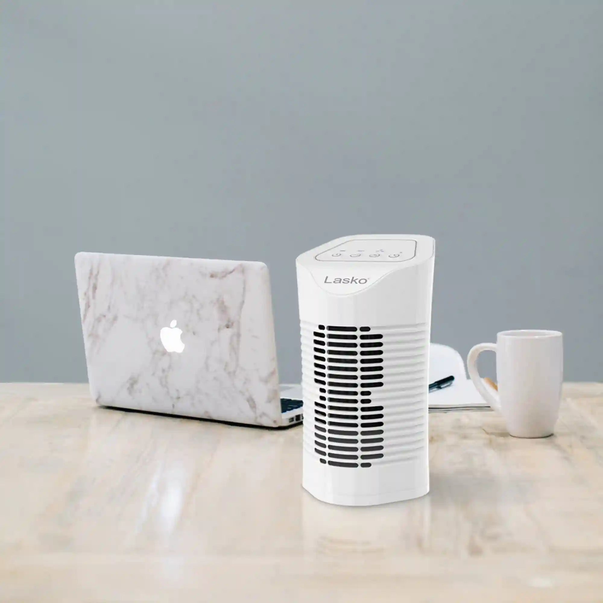 Lasko HF11200 HEPA 11" Table Top Air Purifier (3-speed 3-stage filtration, white)