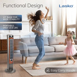Lasko Wind Curve® 42" Tower Fan (3-speed, remote, timer, gray/woodgrain)