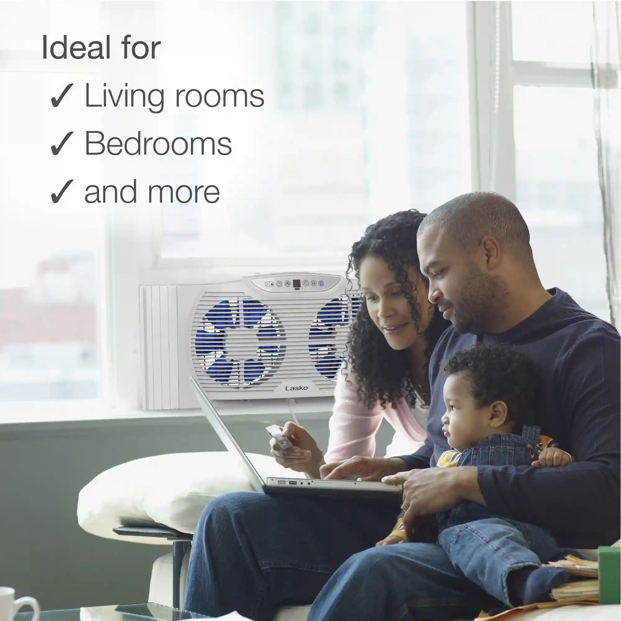 Lasko Electrically Reversible Twin Window Fan with Bluetooth Technology, W09560, White
