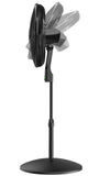 Lasko WhisperForce™ 18" 4-speed EcoQuiet DC Motor Pedestal Fan with Remote & Timer (black, model S18708)