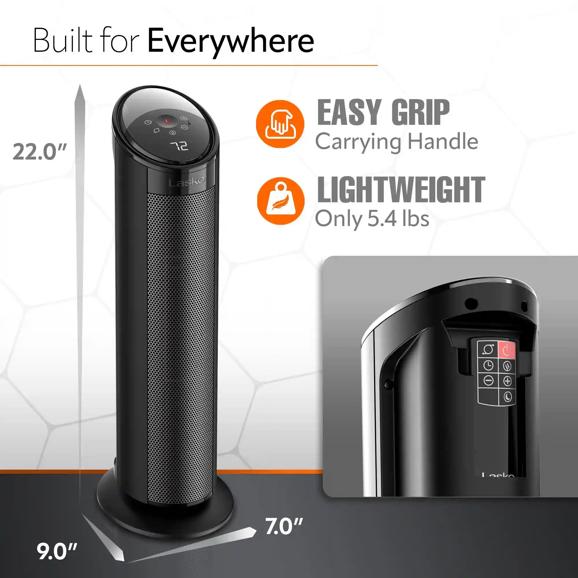 Lasko 22" Ceramic Tower Space Heater with Remote (black, model CT22495)