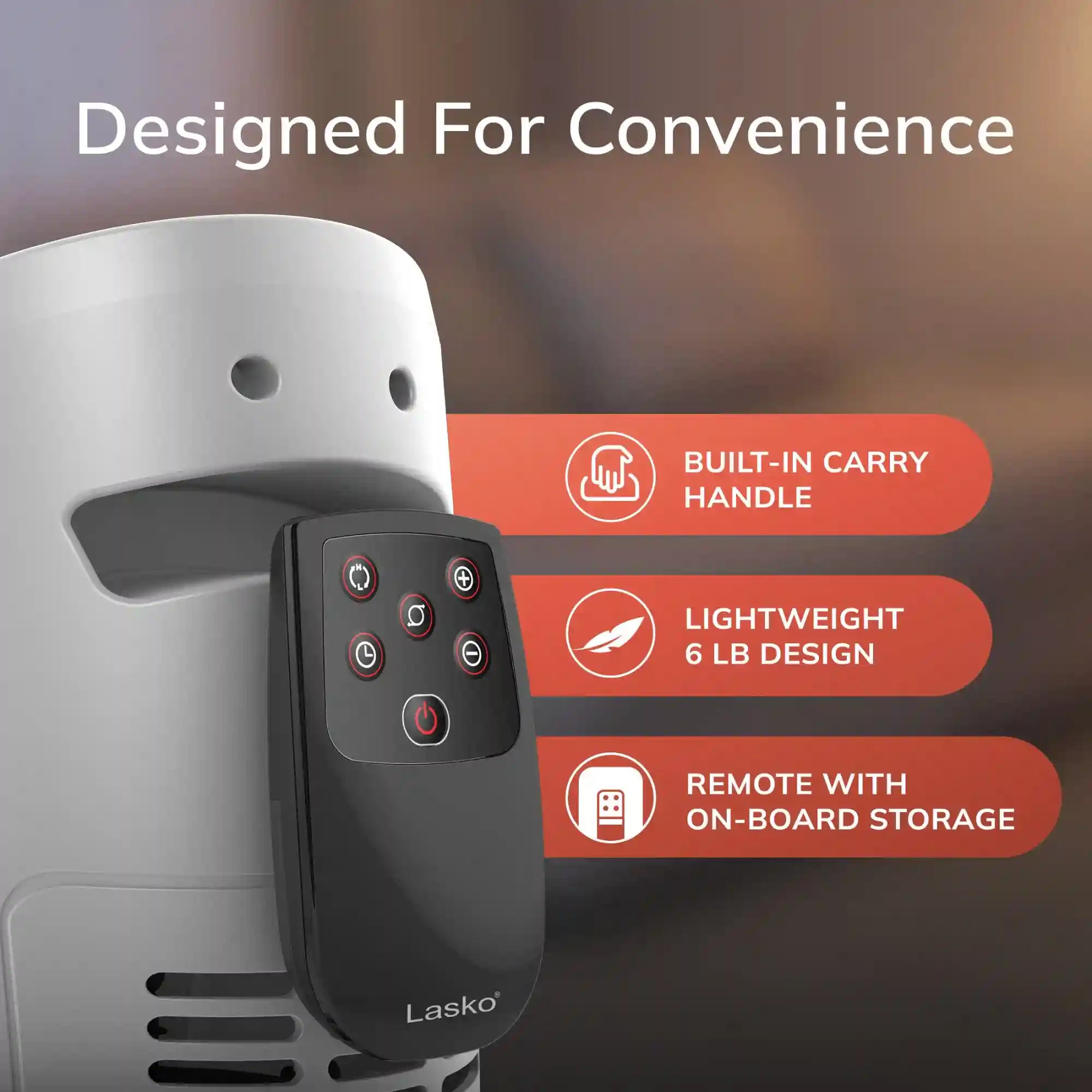 Lasko 22" Digital Ceramic Tower Heater (2 heat settings, remote, timer, white)