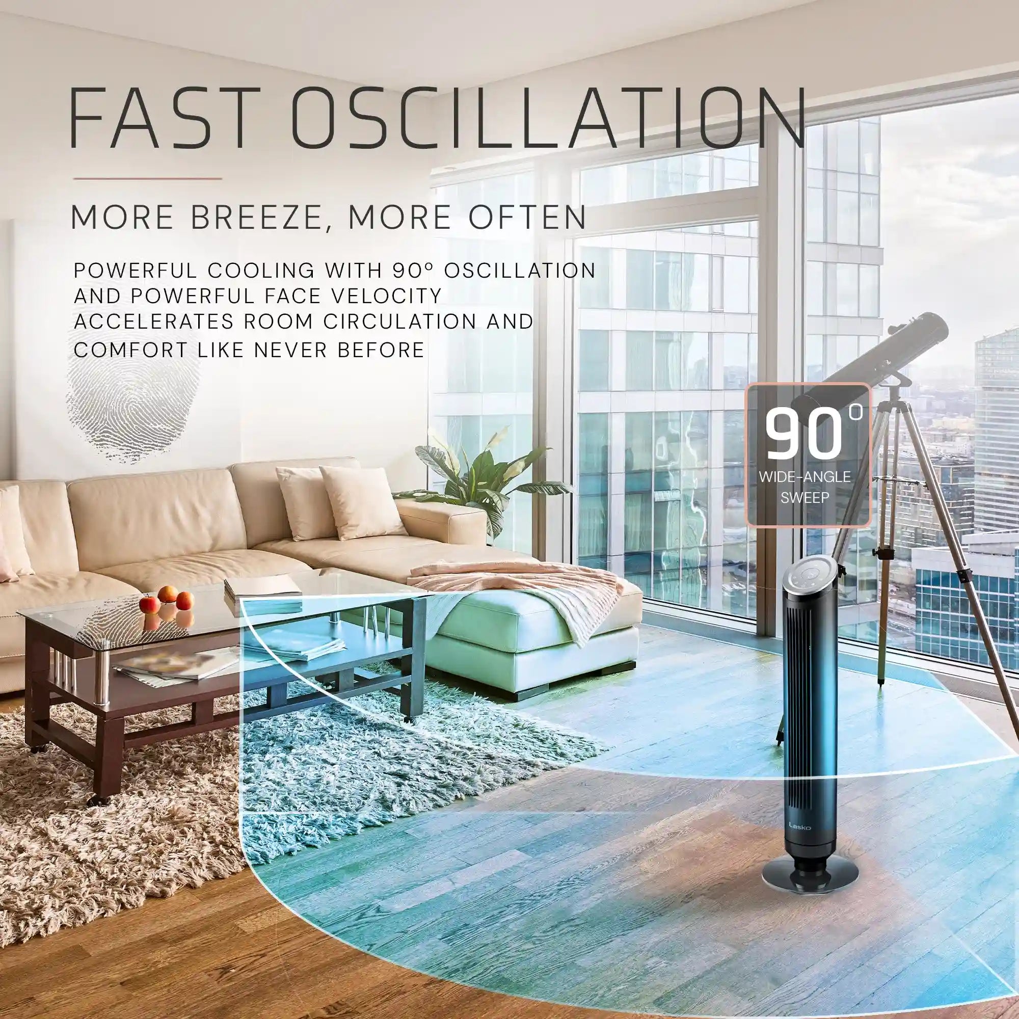 Lasko Summit 36" Tower Fan & Air Cleaner (4-speed, remote, mesh filtration, black)