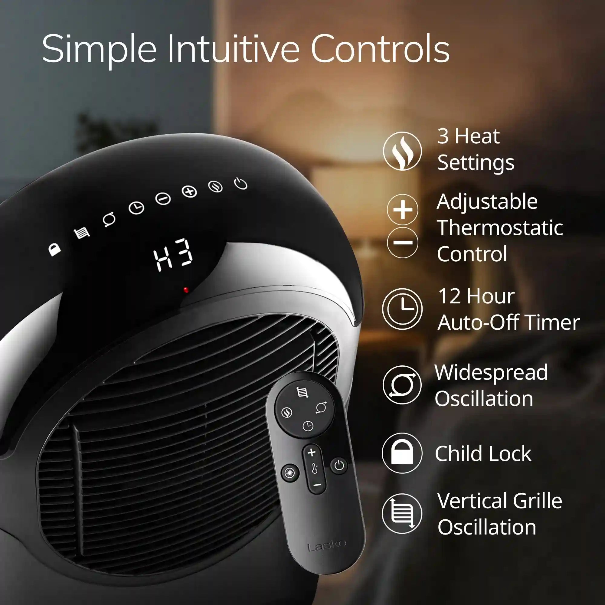 Lasko CC27350 27" Motion X Console Space Heater with Remote Control, Black