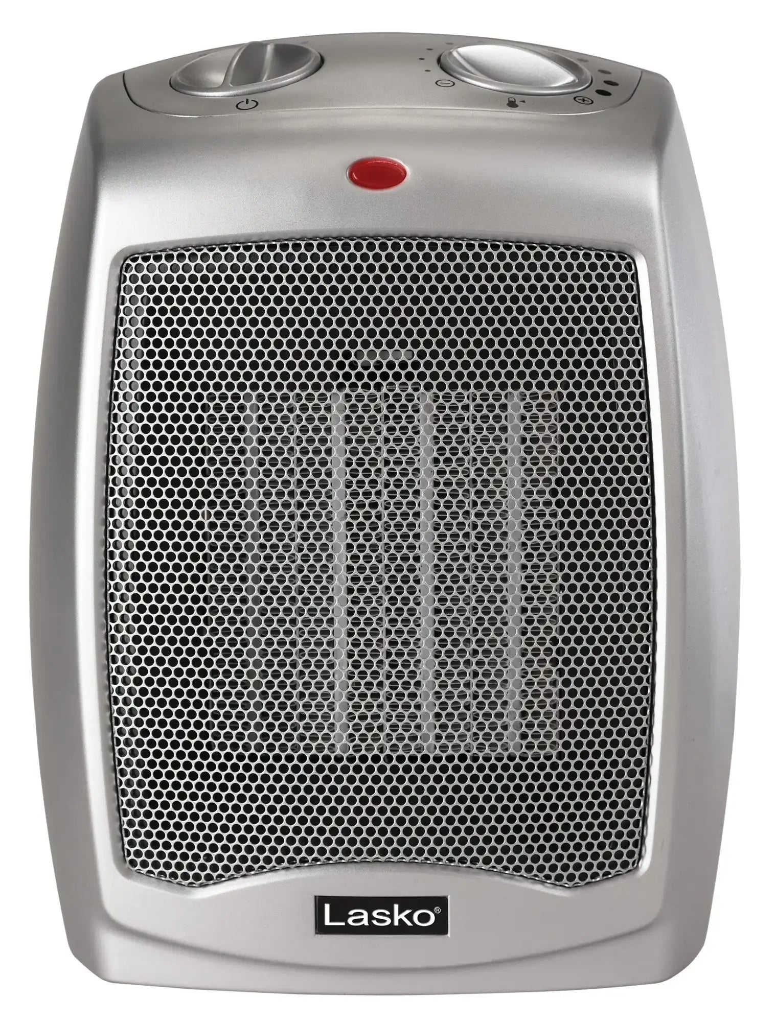 Lasko 9" Ceramic Table Top Heater (2 heat settings, manual, thermostat, silver)