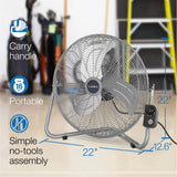 Lasko QuickMount® 20" High Velocity Floor & Wall Mount Fan (3-speed, manual, silver)