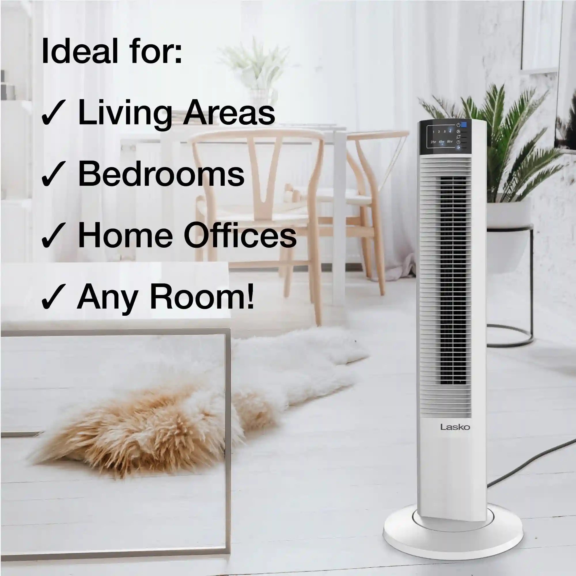 Lasko Wind Tower® 36" Tower Fan (4-speed, remote, timer, white)