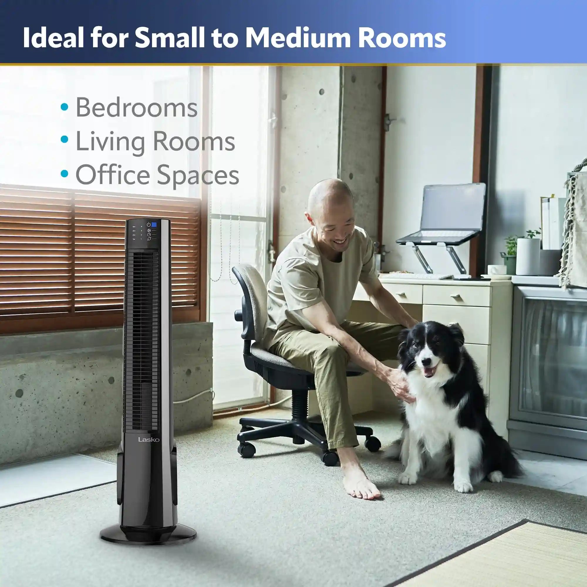 Lasko 38" Hybrid Tower Fan (4-speed, remote, timer, black/silver)