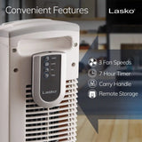 Lasko 36" Tower Fan (3-speed, remote, timer, 60° oscillation, white)
