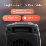 Lasko 9" Ceramic Table Top Heater (2 heat settings, manual, thermostat, tip-over switch, gray)