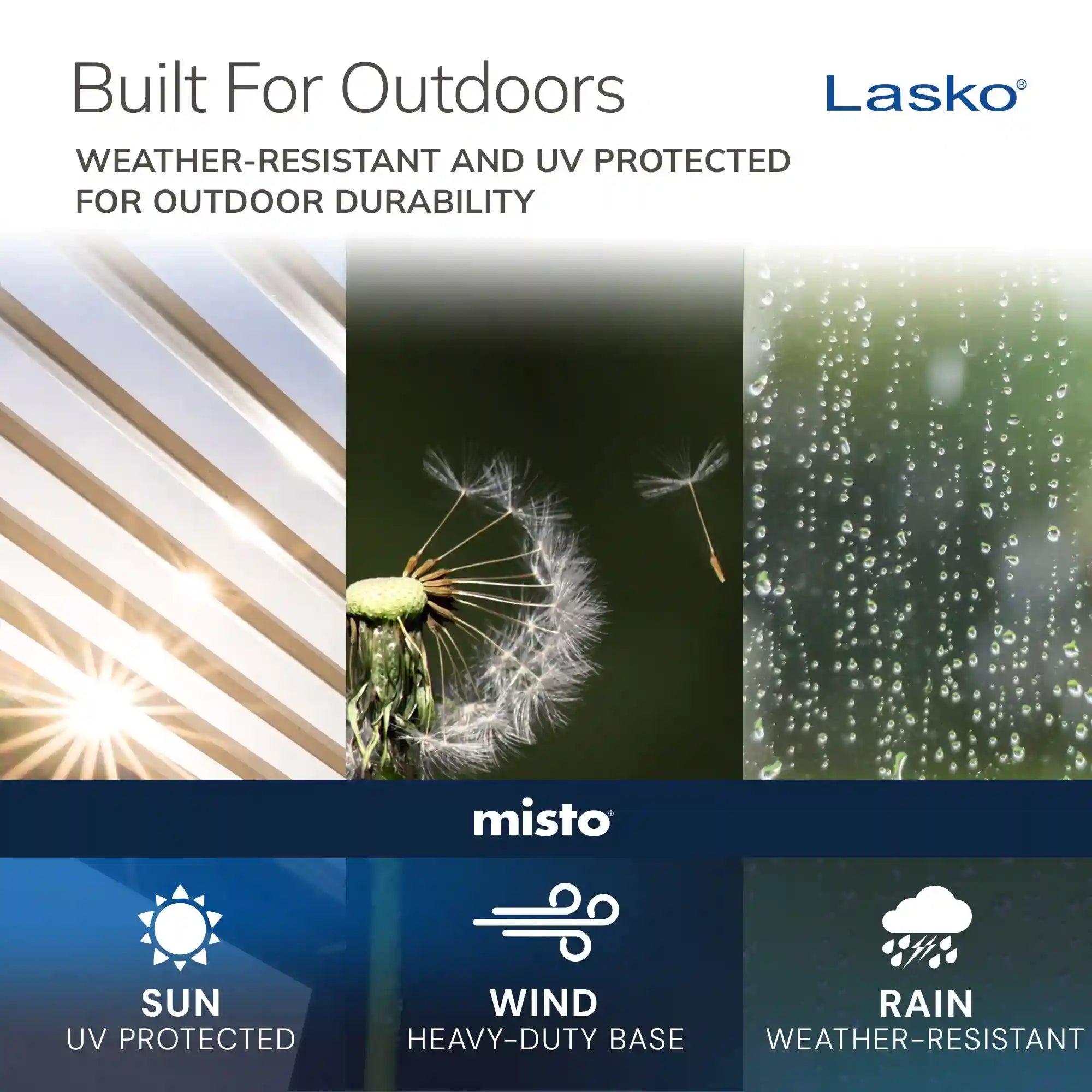 Lasko YF321 42" Misting Outdoor Tower Fan with 10-Foot Power Cord and 4 speeds: White