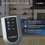 Lasko 36" Tower Fan with Nighttime Mode and Remote, T36205, Black