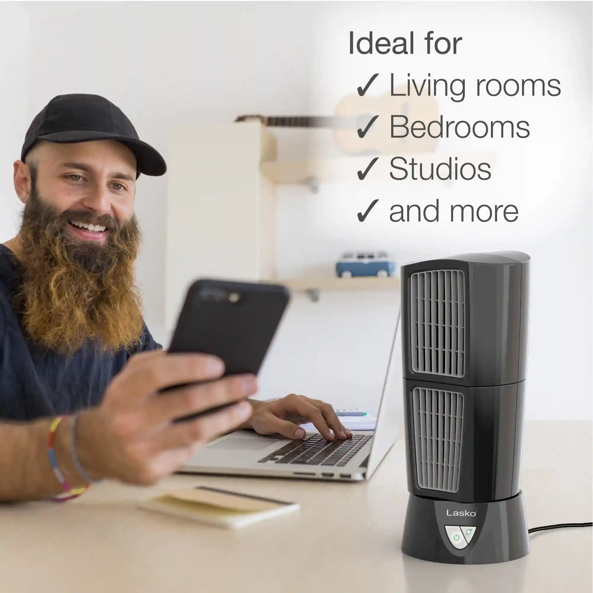 Lasko Platinum 14" Wind Tower® Table Top Fan (3-speed, manual, oscillation, black)