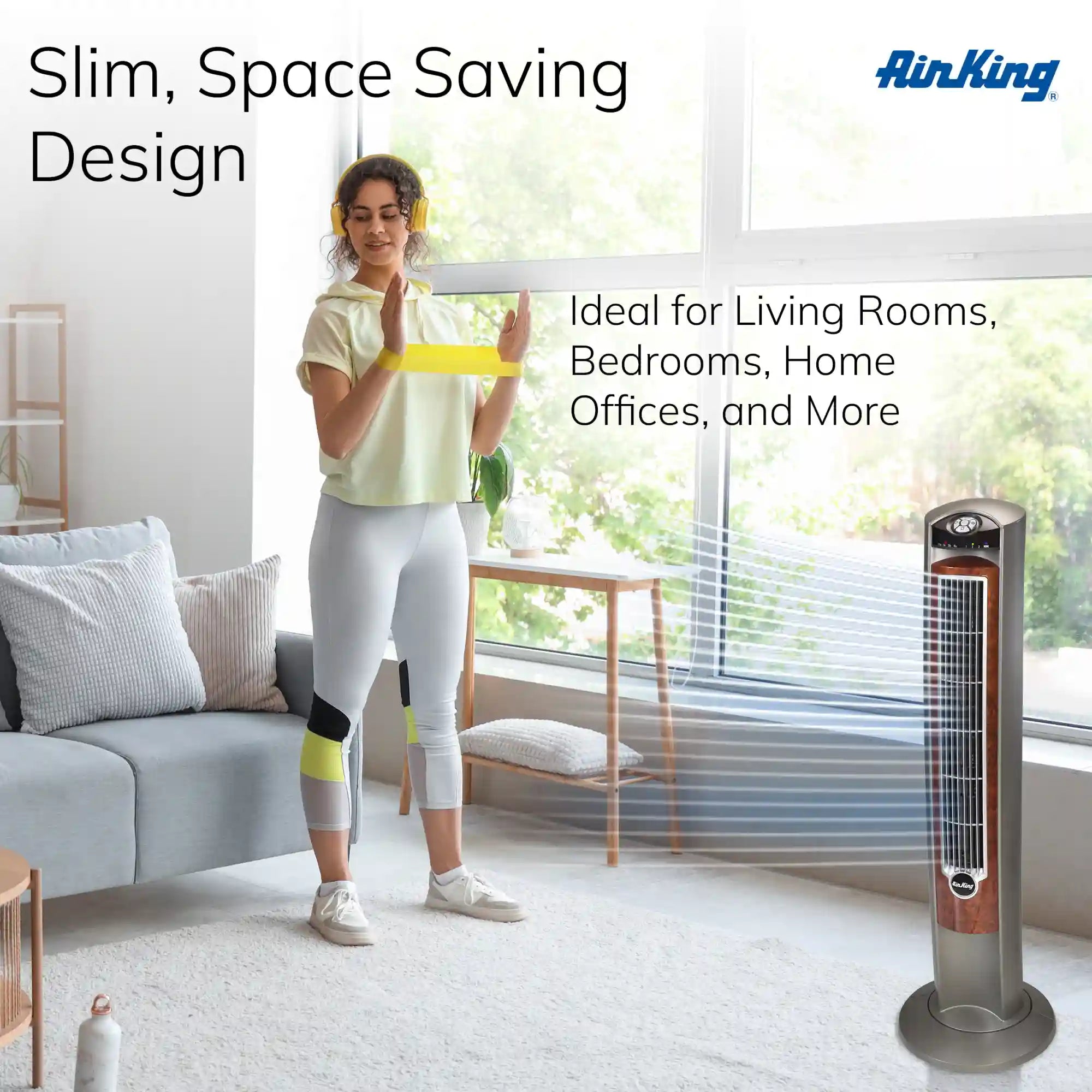 Air King Wind Curve® 42" Tower Fan (3-speed, ionizer, brown/tan)