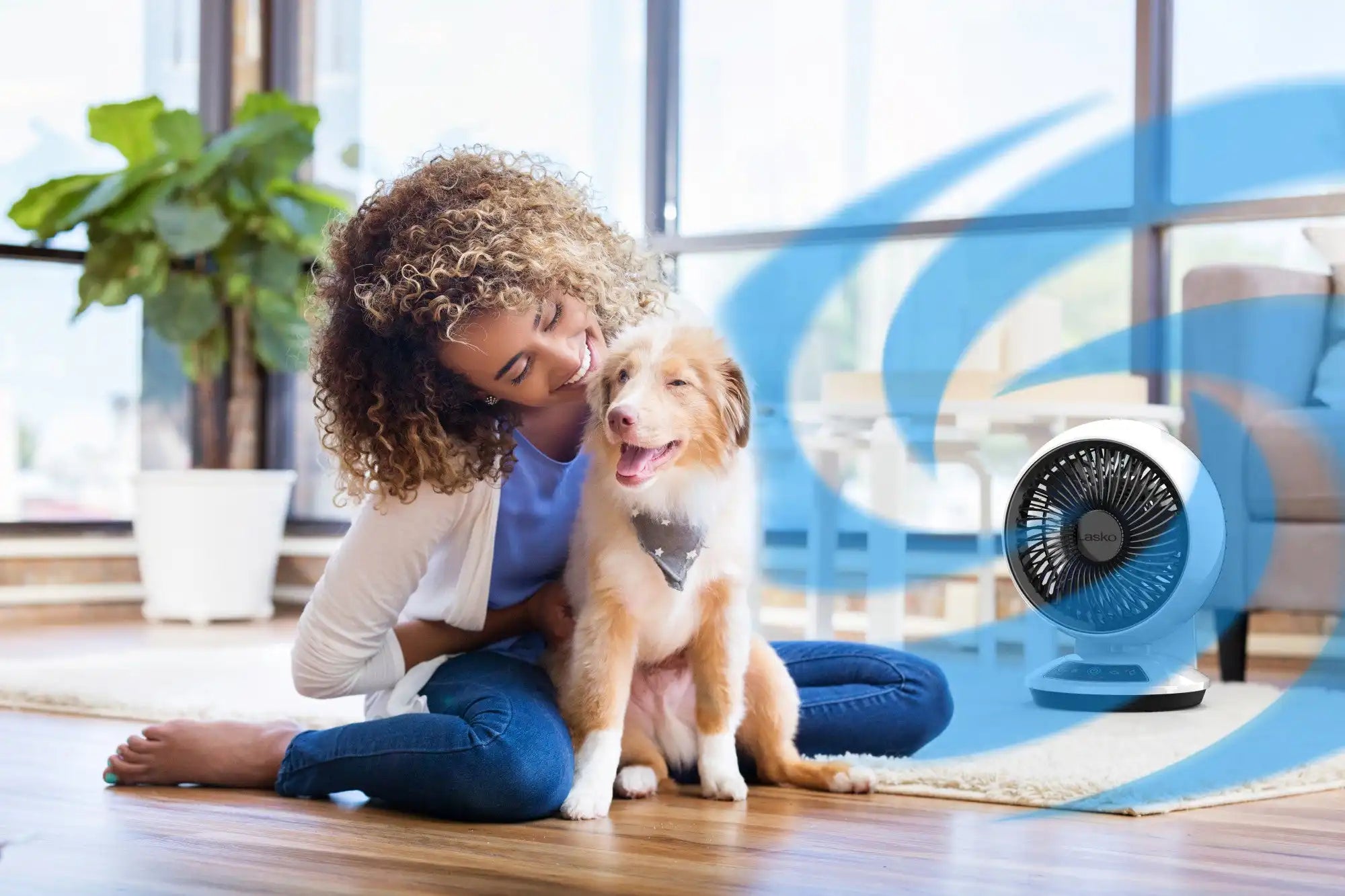 Lasko Whirlwind 7" Orbital Air Circulator Fan (3-speed, remote, white)