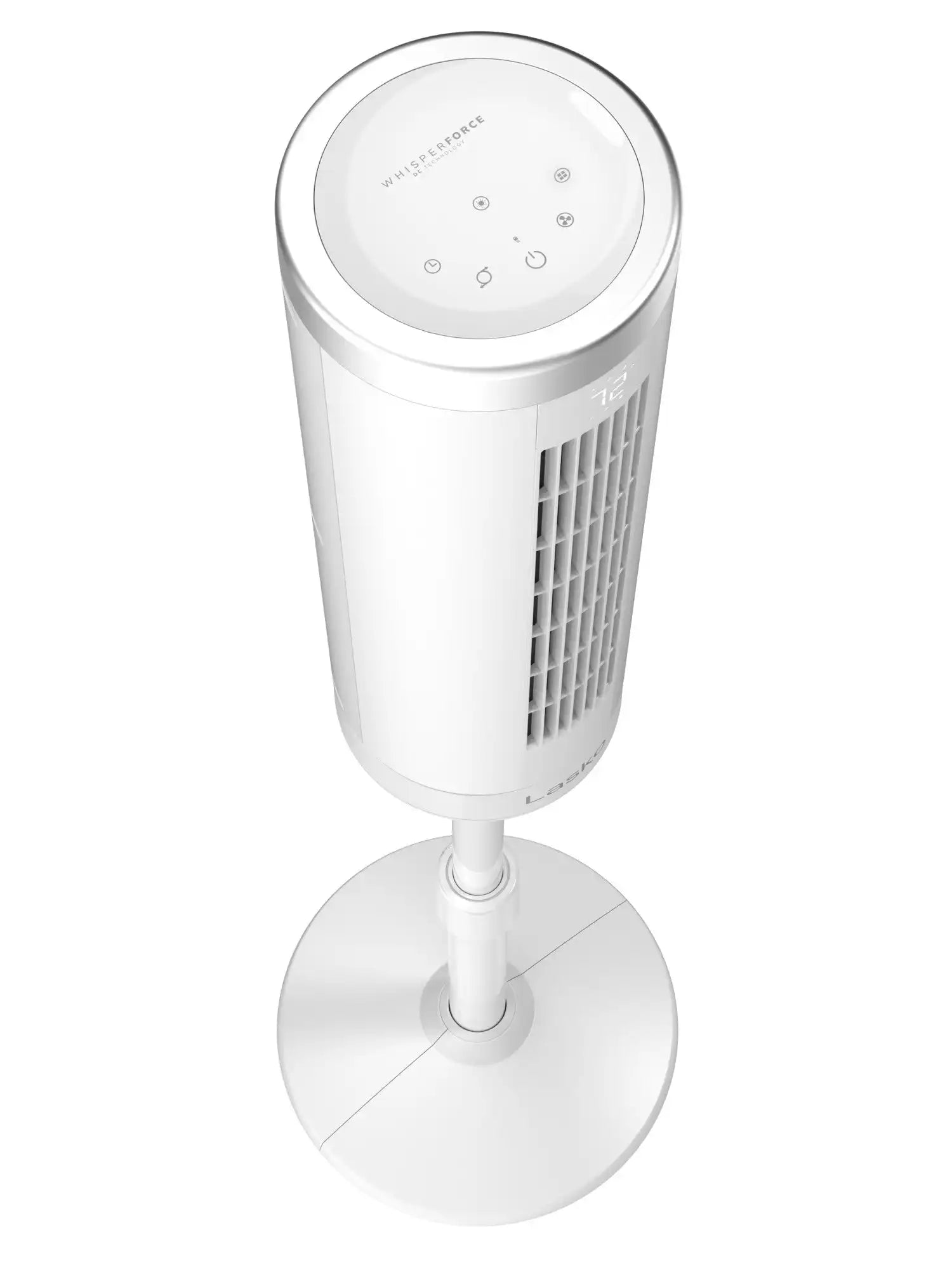 Lasko WhisperForce™ DC 54" Pedestal Tower Fan (8-speed, remote, timer, white)