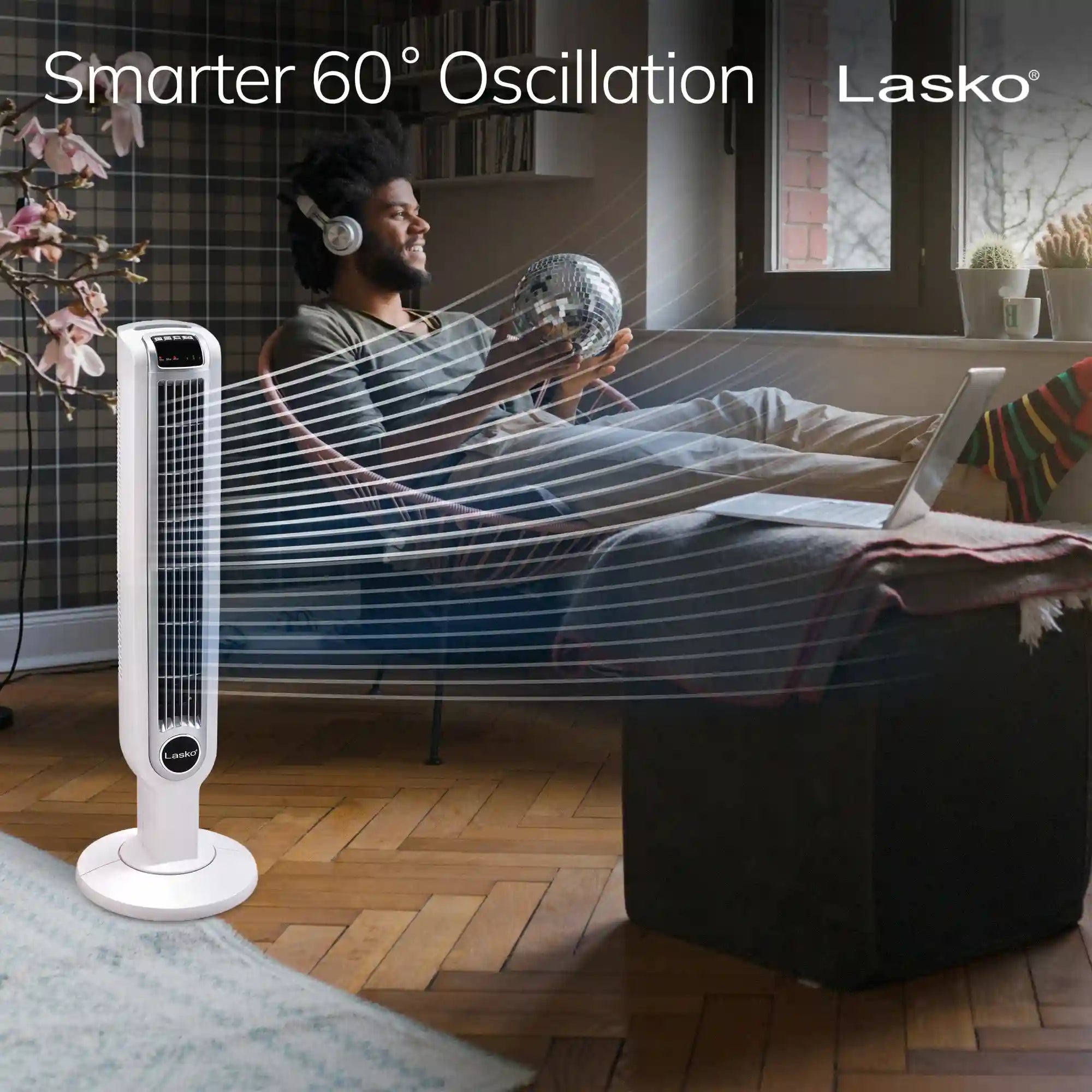 Lasko 36" Tower Fan (3-speed, remote, timer, 60° oscillation, white)