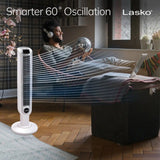 Lasko 36" Tower Fan (3-speed, remote, timer, 60° oscillation, white)