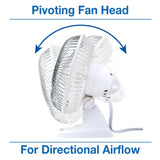 Air King 6" Table Top Fan (2-speed, manual, white)