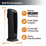 Lasko 23" Ceramic Tower Heater (2 heat settings, remote, timer, thermostat, tip-over switch, black)