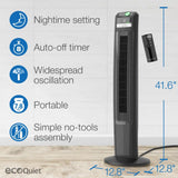 Lasko EcoQuiet DC 42" Tower Fan (12-speed, remote, timer, black)