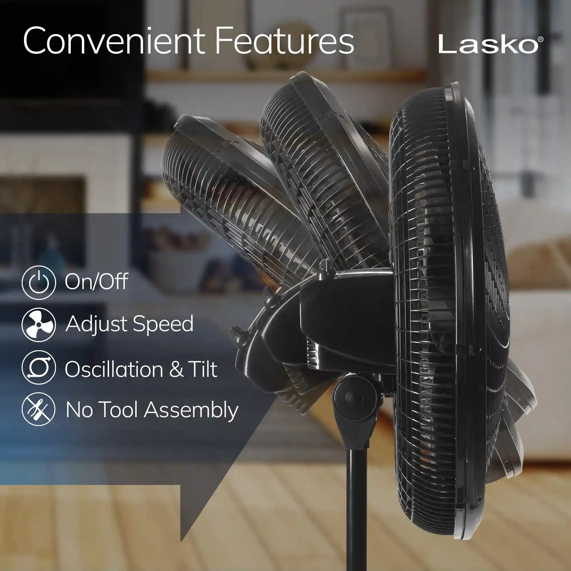 Lasko Performance 18" 3-speed Pedestal Fan (3-speed, manual, black)