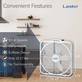 Lasko Weather-Shield® Performance 20" Box Fan (3-speed, manual, white)