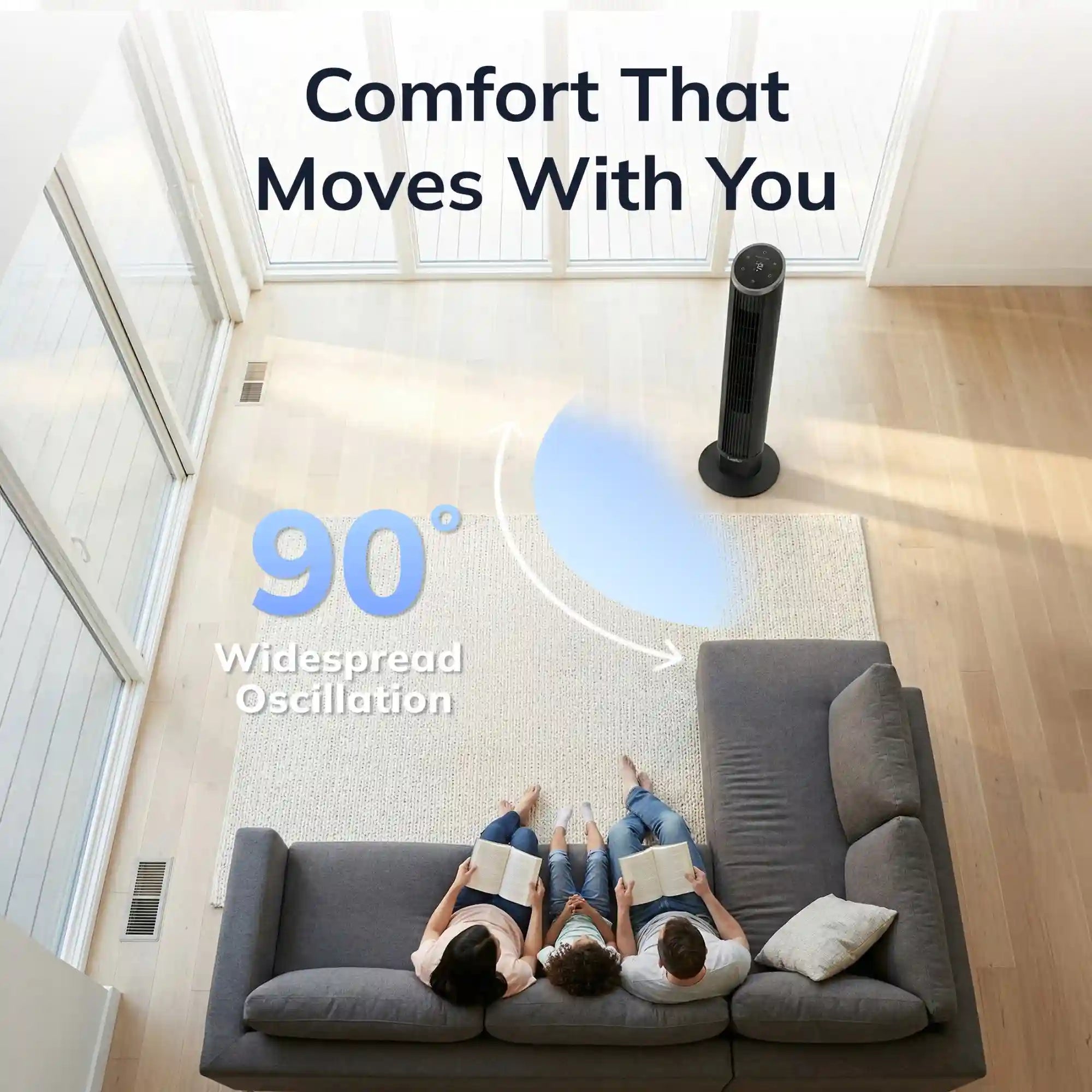 Lasko WhisperForce™ DC 36" Tower Fan (12-speed, remote, timer, air filtration, black)
