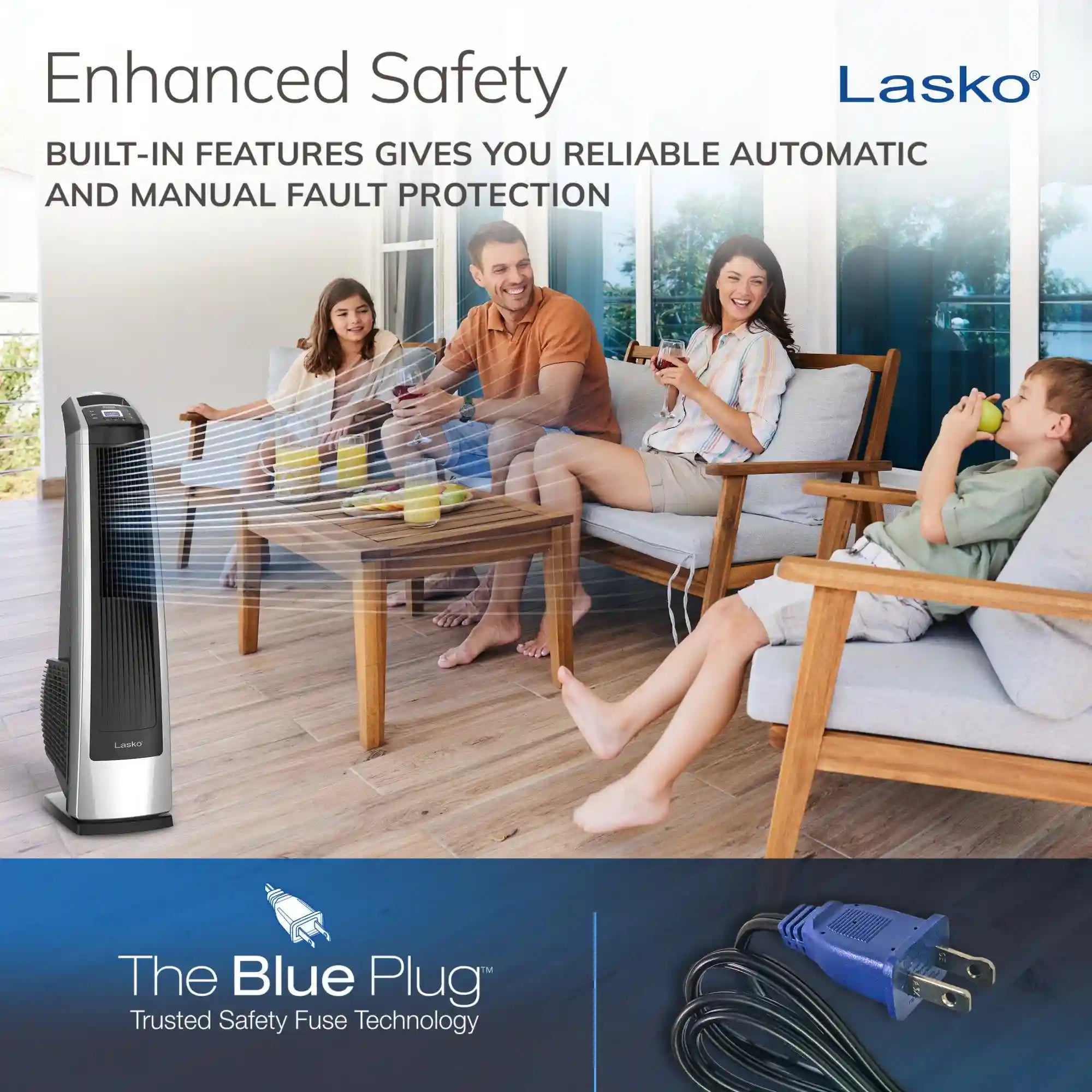 Lasko High Velocity 35" Tower Fan (3-speed, remote, timer, silver/black)