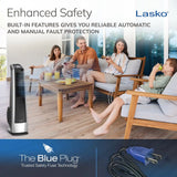 Lasko High Velocity 35" Tower Fan (3-speed, remote, timer, silver/black)
