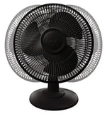 Lasko 12" Table Top Fan (3-speed, manual, 180° oscillation, black)