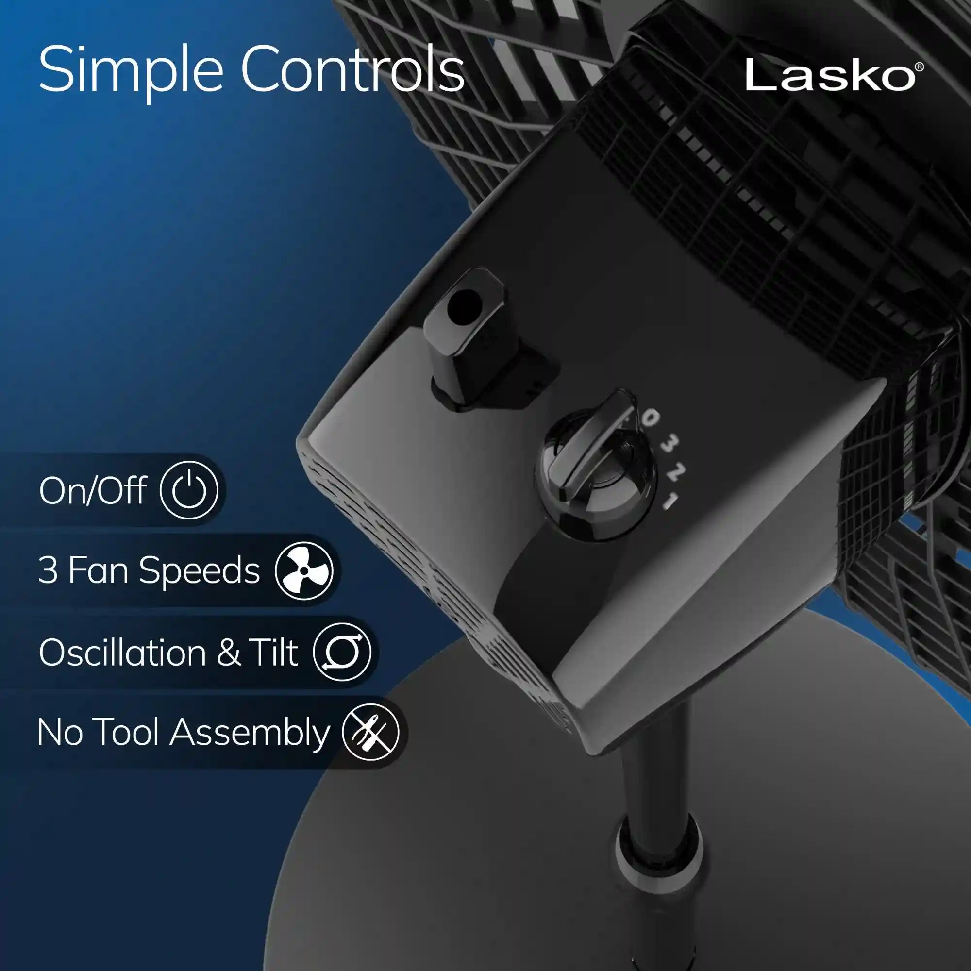 Lasko Cyclone® 18" Pedestal Fan (3-speed, manual, black)