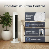 Lasko WhisperForce™ DC 36" Tower Fan (12-speed, remote, timer, air filtration, white)