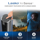 Lasko WhisperForce™ DC 40" Tower Fan (12-speed, remote, timer, air filtration, black)