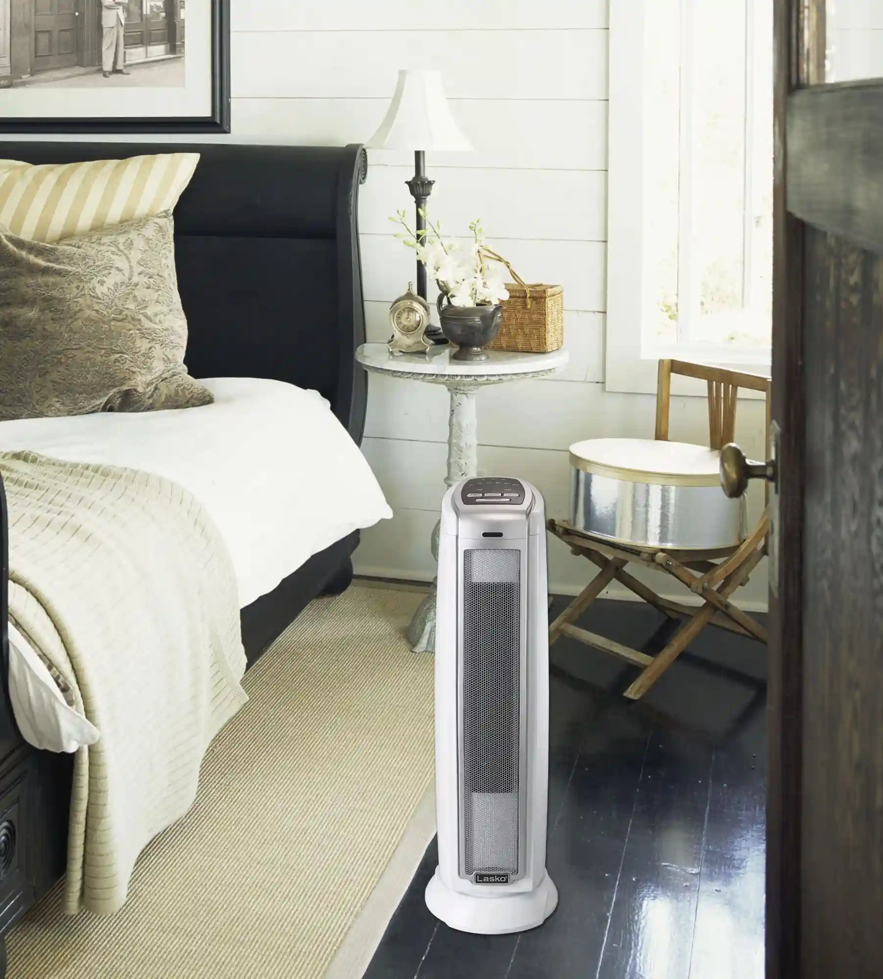 Lasko 23" Ceramic Tower Heater (2 heat settings, timer, thermostat, silver)