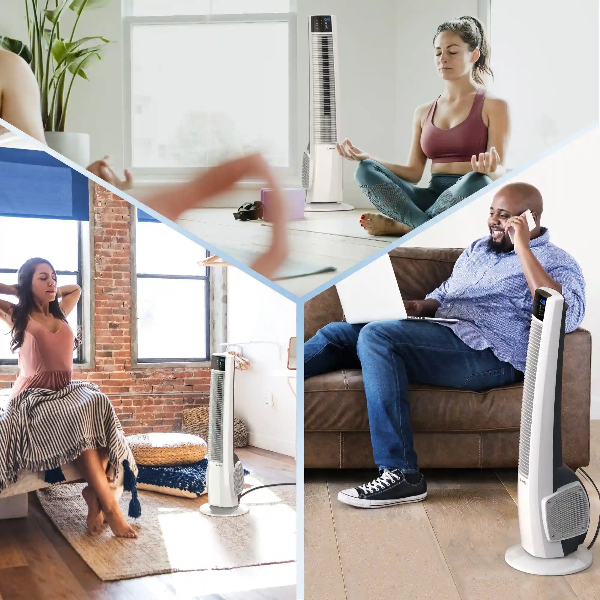 Lasko 38" Hybrid Tower Fan (4-speed, remote, timer, white)