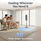 Lasko RTF100 54" Oscillating 8-Speed DC Motor Pedestal Tower Fan with Remote: Gray