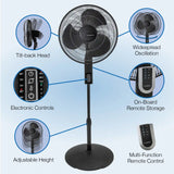Lasko 16" Pedestal Fan (4-speed, remote, timer, thermostat, black)