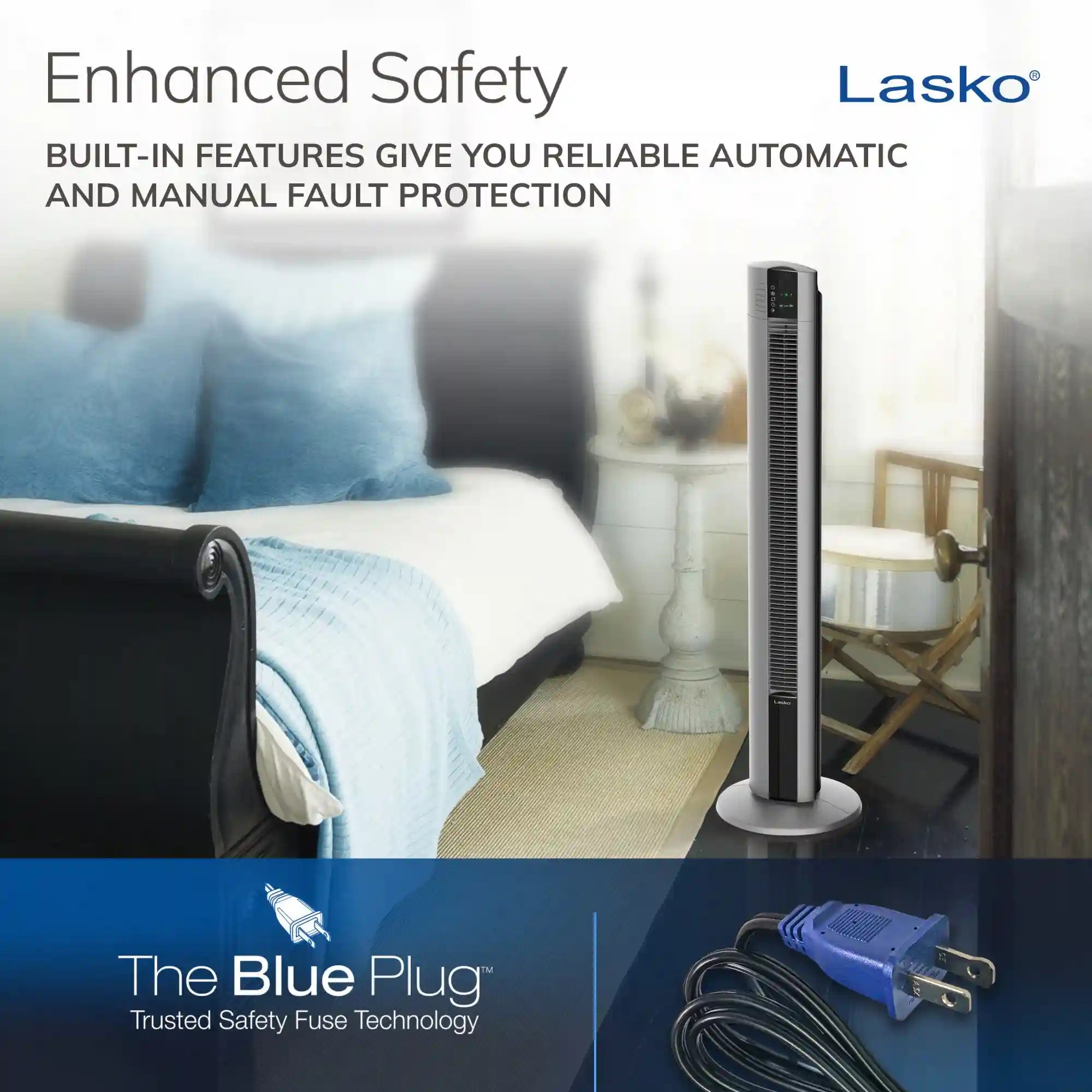 Lasko Xtra Air 48" Tower Fan (4-speed, remote, timer, gray)
