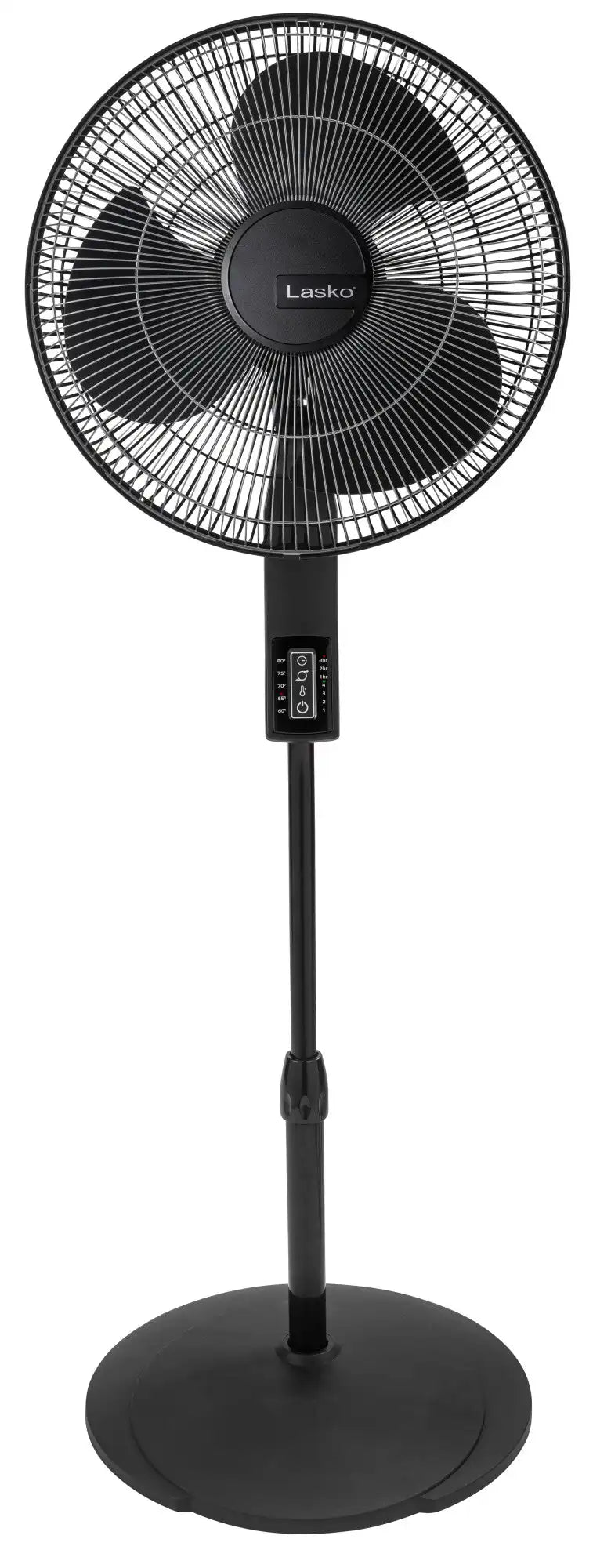 Lasko 16" Pedestal Fan (4-speed, remote, timer, thermostat, black)