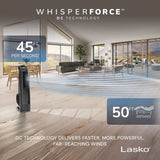 Lasko High Velocity WhisperForce™ DC 35" Tower Fan (9-speed, remote, timer, black)