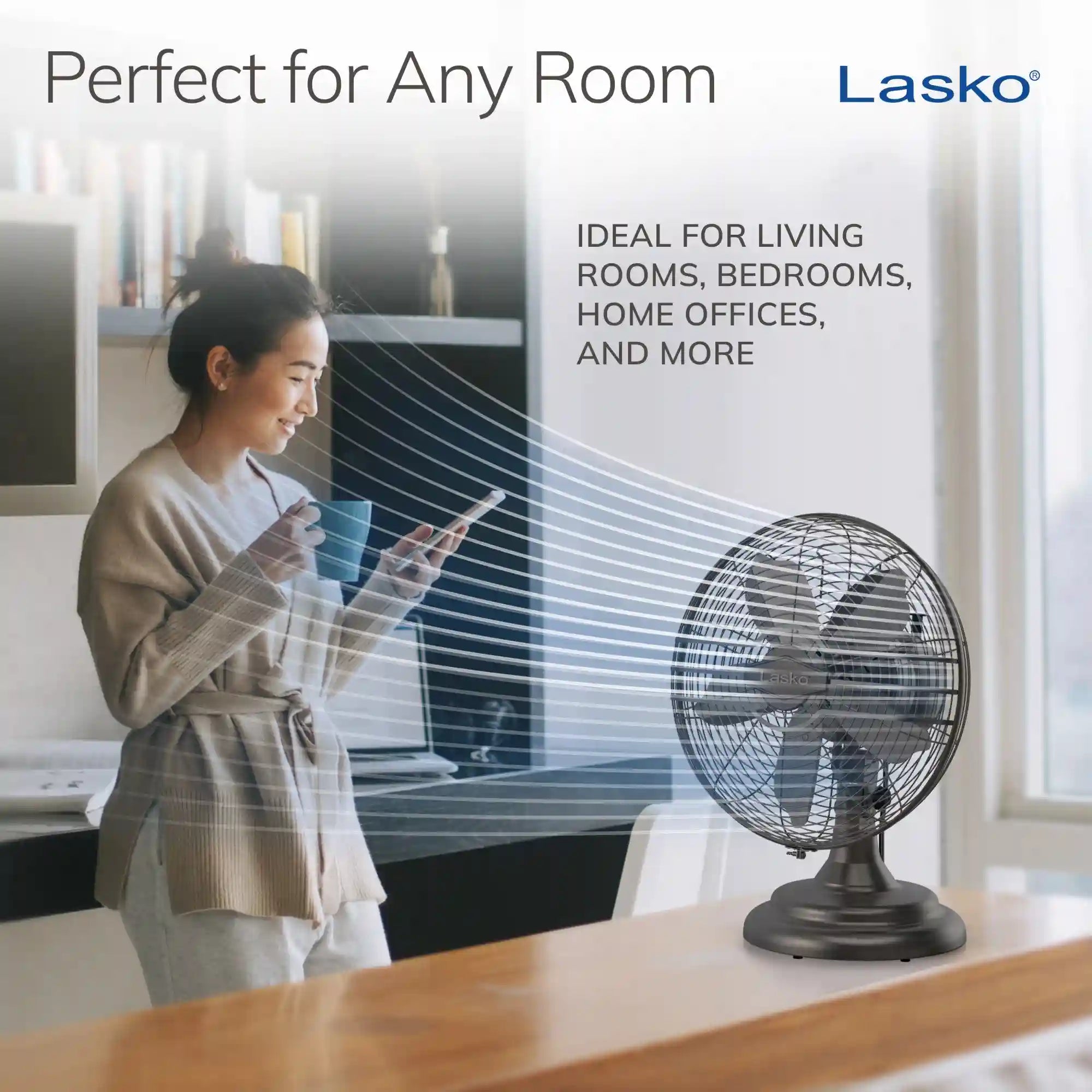 Lasko Classic 12" Table Top Fan (3-speed, manual, metal construction, bronze)