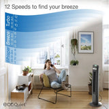 Lasko EcoQuiet DC 42" Tower Fan (12-speed, remote, timer, black)