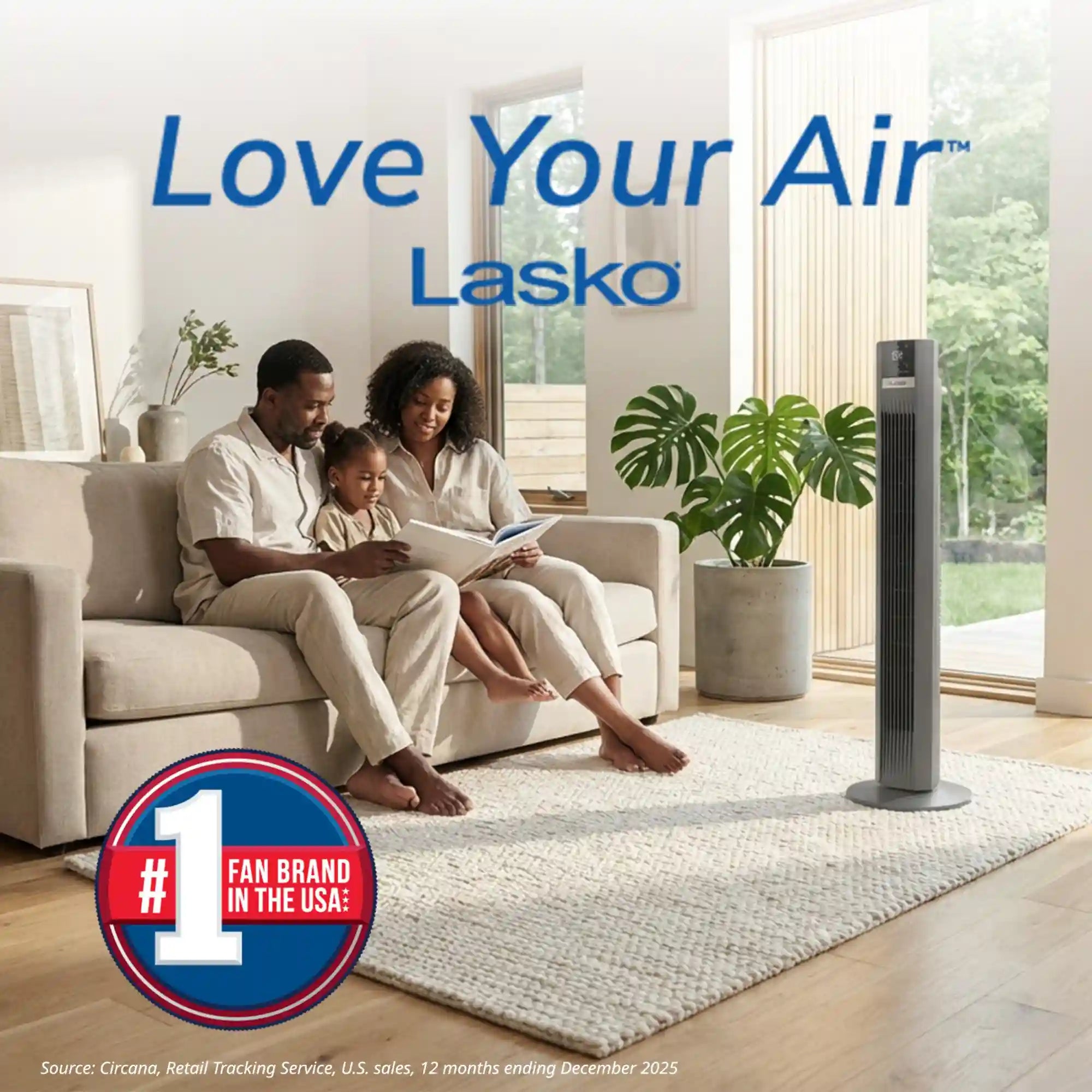 Lasko WhisperForce™ DC 48" Tower Fan (12-speed, remote, timer, gray)