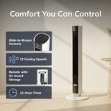 Lasko WhisperForce™ DC 40" Tower Fan (12-speed, remote, timer, air filtration, white)