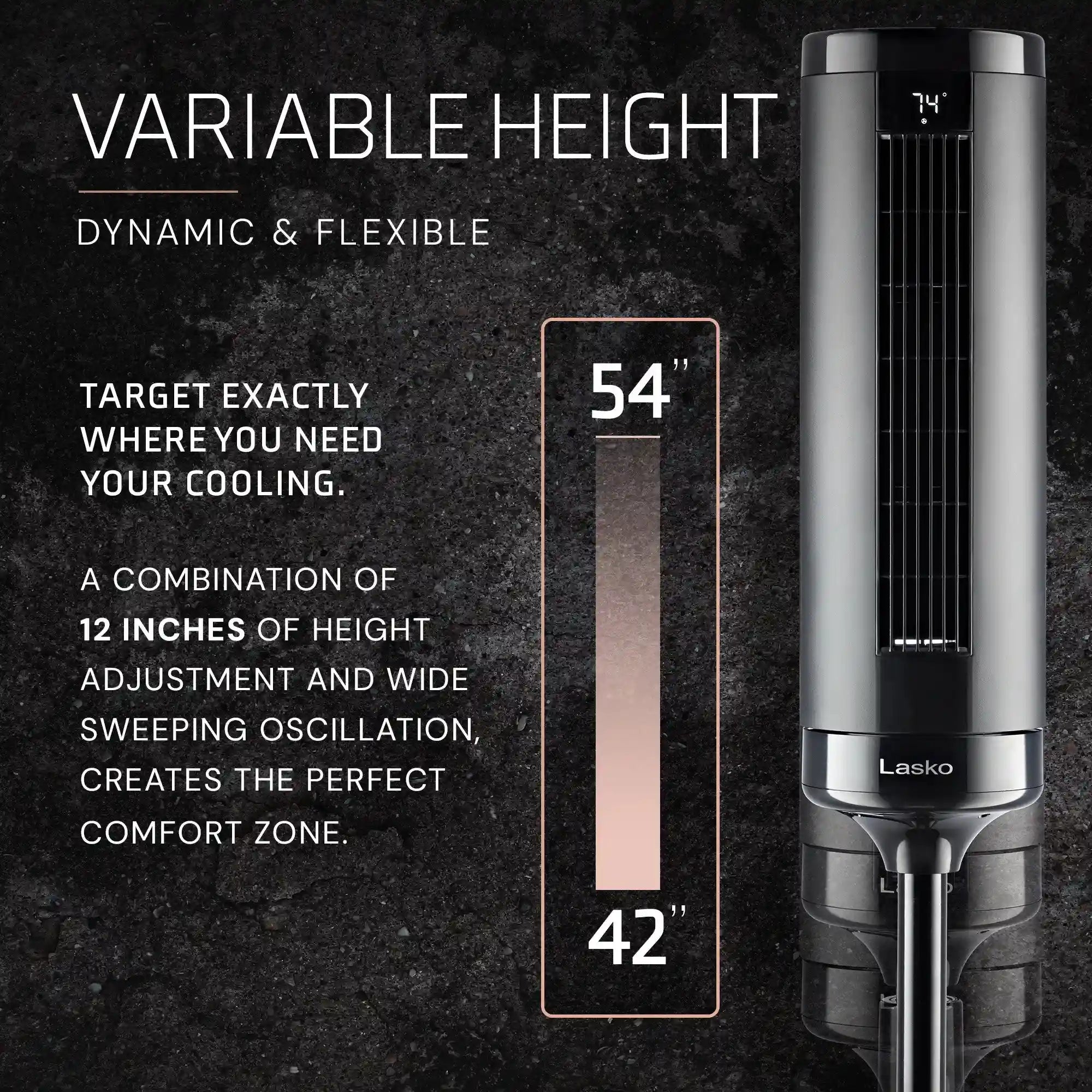 Lasko Summit Whisperforce™ DC 54" Pedestal Tower Fan (8-speed, remote, timer, black)