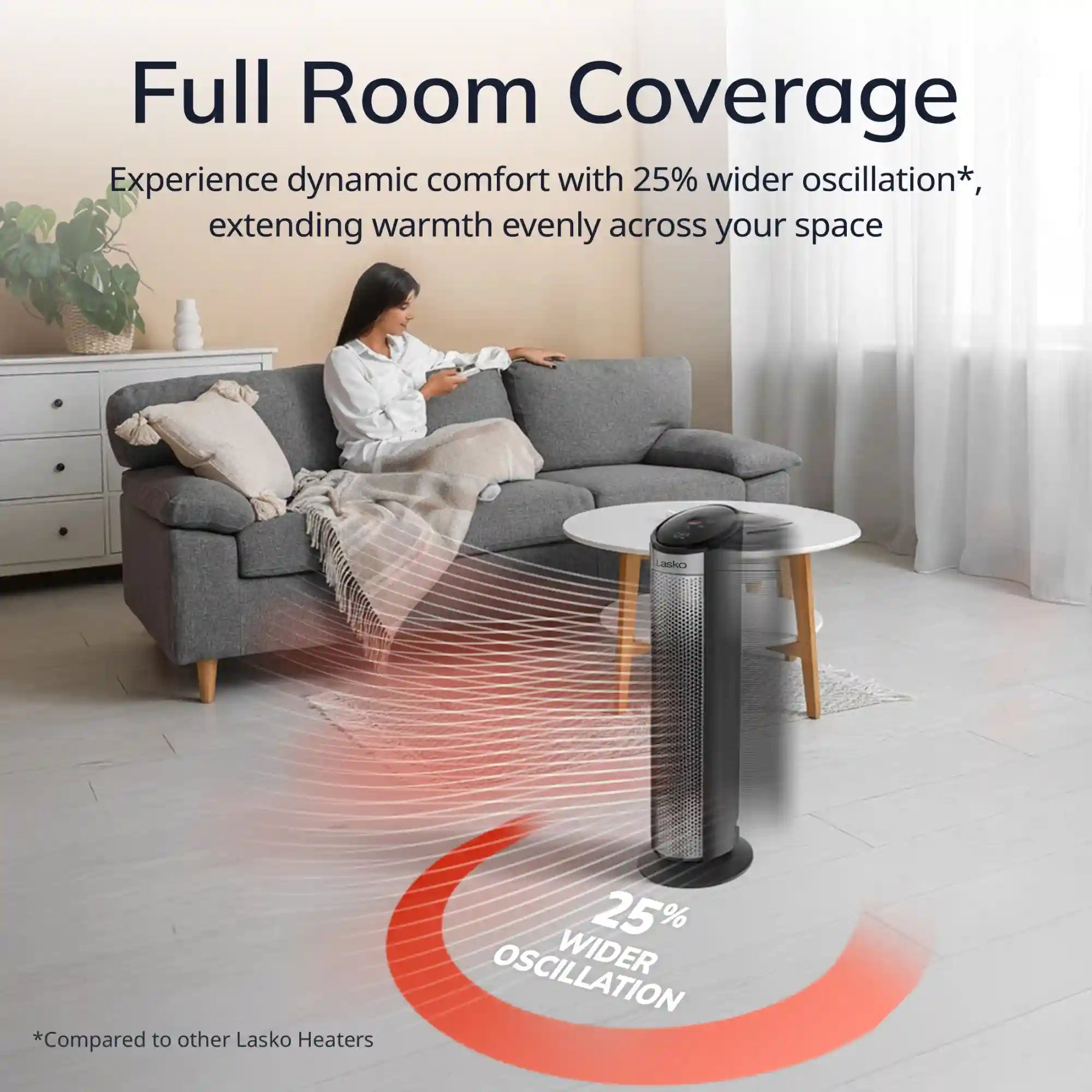 Lasko Elite 22" Tower Heater (3 heat settings, remote, timer, tip-over switch, child lock, black)