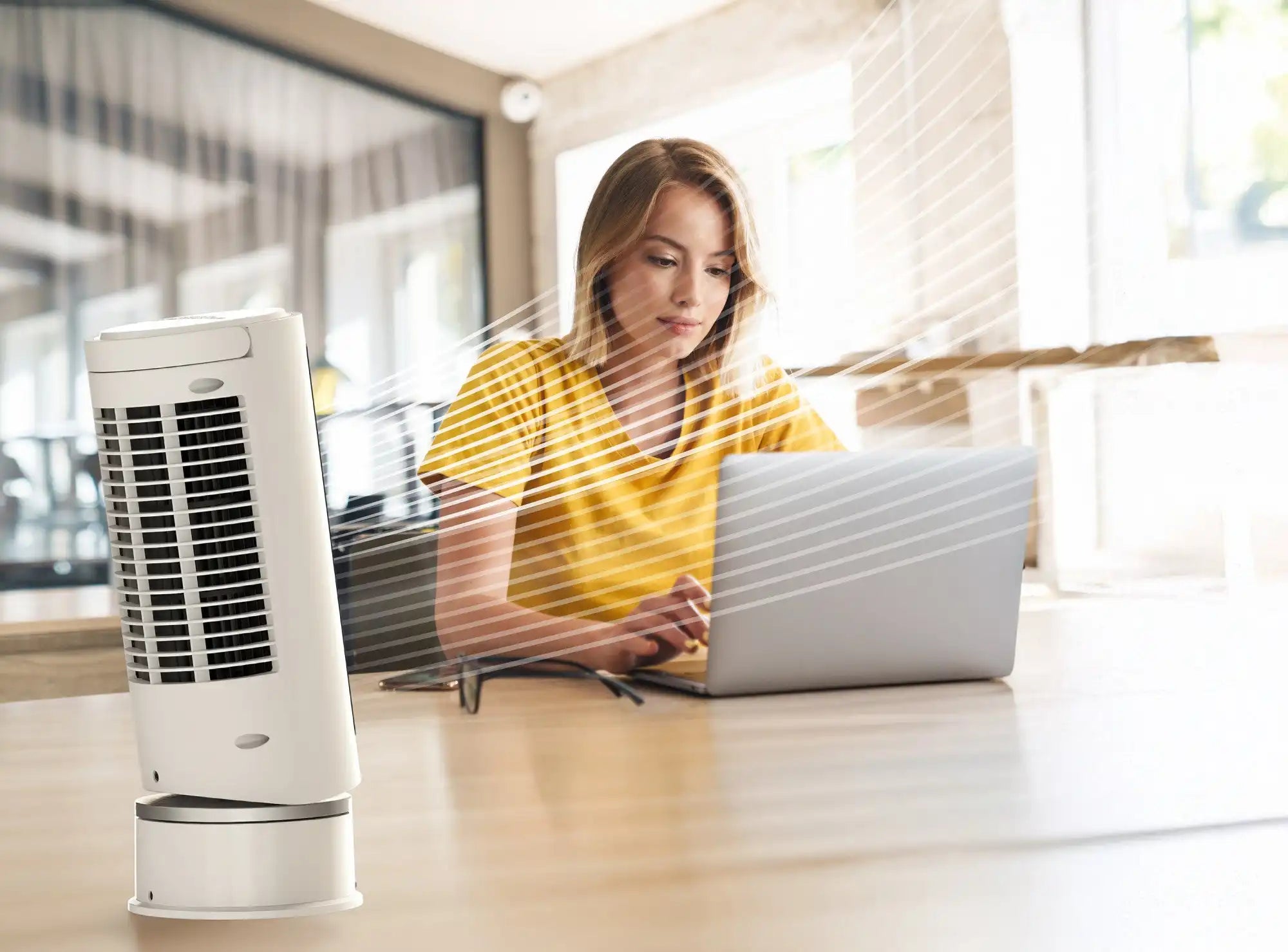 Lasko WhisperForce™ DC 14" Table Top Fan (12-speed, remote, timer, white)